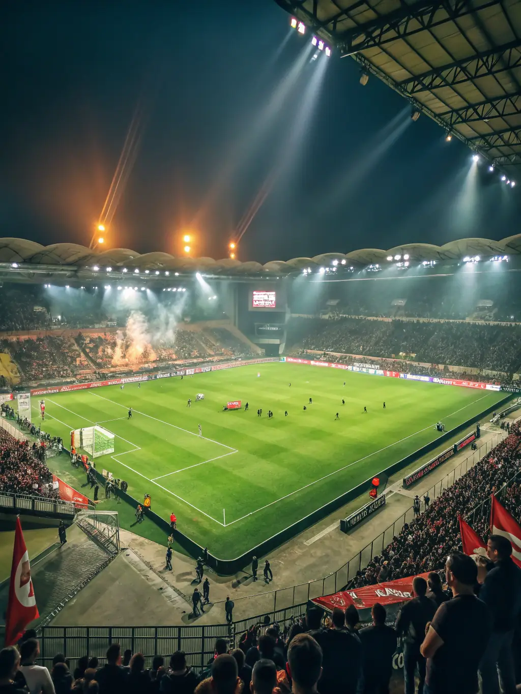An image of a modern football stadium with fans cheering, symbolizing the impact of strategic leadership on club performance.